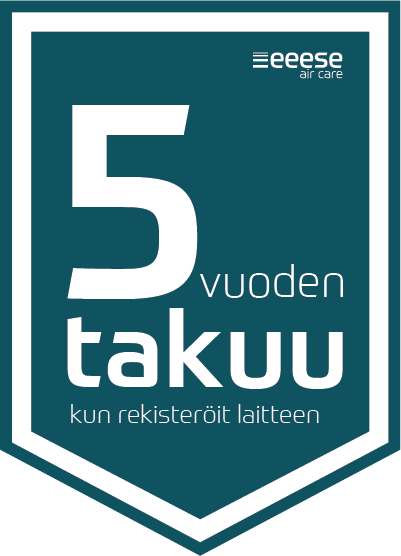 5 vuoden takuu tuoterekisteröinnillä