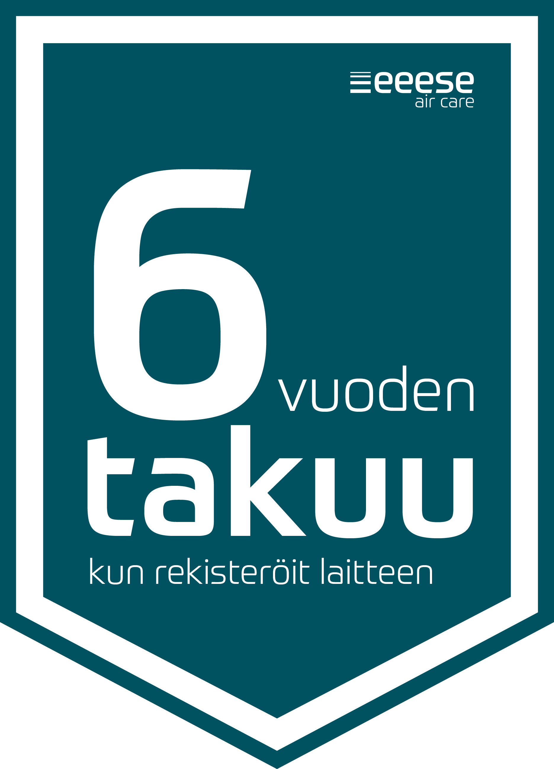 6 vuoden takuu tuoterekisteröinnillä